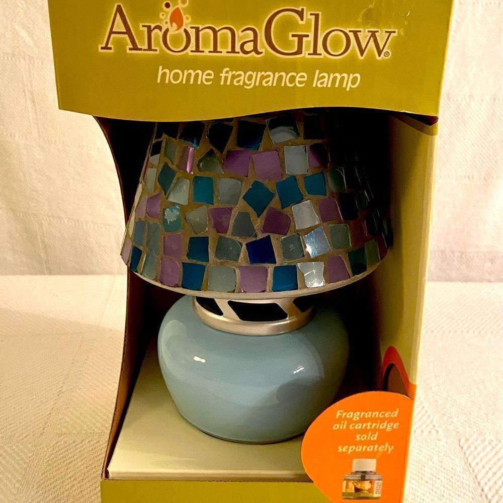 BRAND NEW Aroma Glow Home Fragrance Lamp * HTF RARE Blue Mosaic.